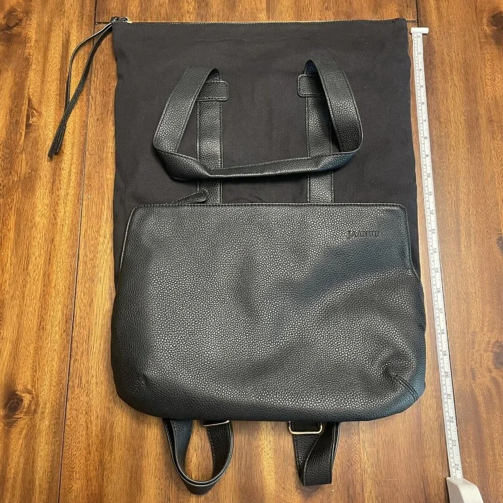 Jaanuu Black Leather Nursing Backpack